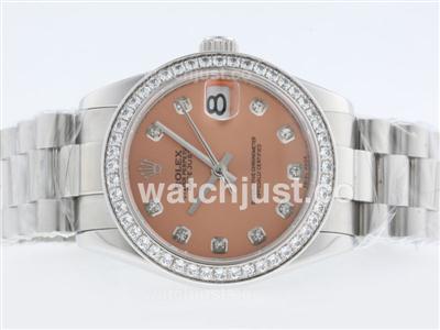 Rolex Datejust Swiss ETA 2836 Movement Diamond Marking and Bezel with Champagne Dial