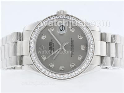 Rolex Datejust Swiss ETA 2836 Movement Diamond Marking and Bezel with Gray Dial