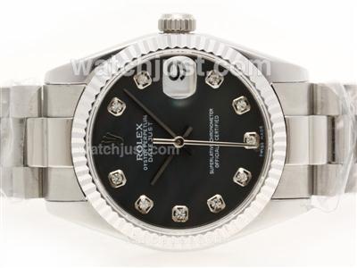 Rolex Datejust Swiss ETA 2836 Movement Diamond Marking with Black MOP Dial