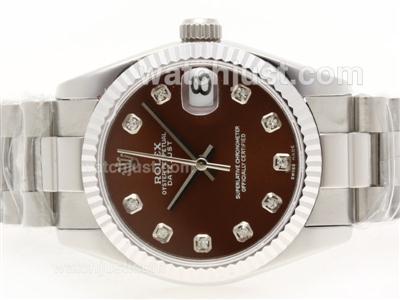 Rolex Datejust Swiss ETA 2836 Movement Diamond Marking with Brown Dial