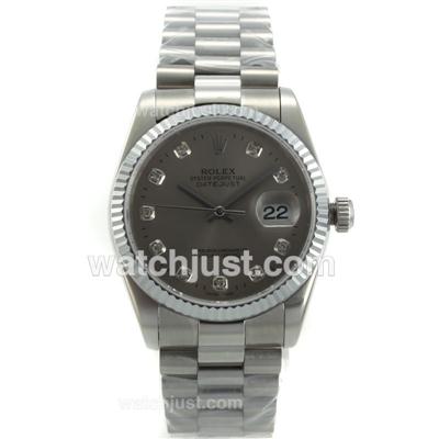 Rolex Datejust Swiss ETA 2836 Movement Diamond Marking with Gray Dial