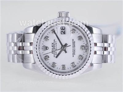 Rolex Datejust Swiss ETA 2836 Movement Diamond Marking with White Dial