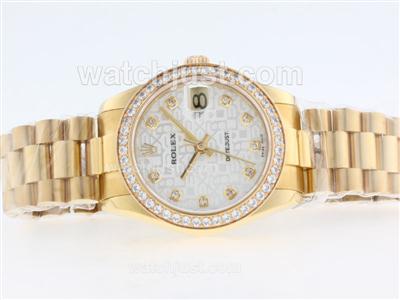 Rolex Datejust Swiss ETA 2836 Movement Full Gold Diamond Marking and Bezel with Computer Dial