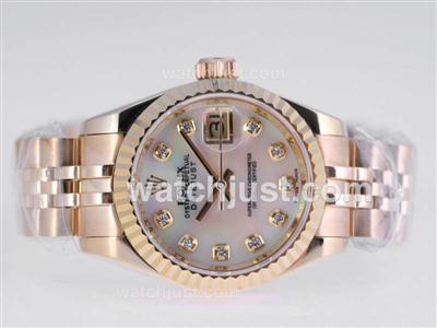 Rolex Datejust Swiss ETA 2836 Movement Full Gold Diamond Marking with MOP Dial