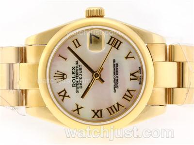 Rolex Datejust Swiss ETA 2836 Movement Full Gold with MOP Dial-Roman Marking