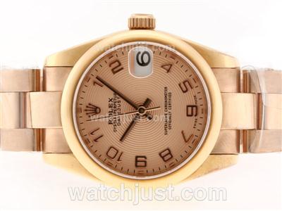 Rolex Datejust Swiss ETA 2836 Movement Full Rose Gold with Champagne Dial-Number Marking