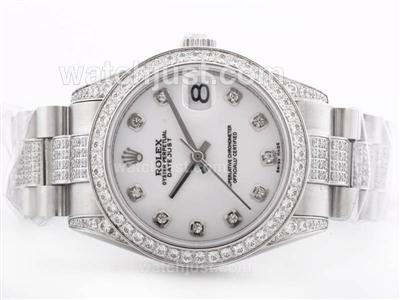 Rolex DateJust Swiss ETA 2836 Movement MOP Dial with Diamond Marking & Bezel-Mid Size