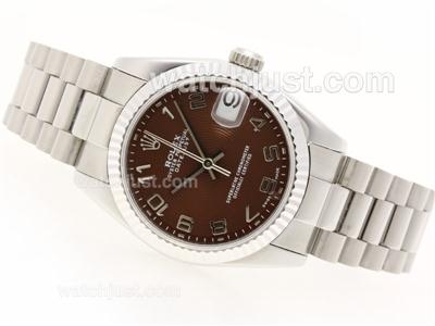 Rolex Datejust Swiss ETA 2836 Movement Number Marking with Brown Dial