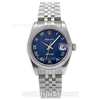 Rolex Datejust Swiss ETA 2836 Movement Roman Markers with Blue Computer Dial S/S-Mid Size