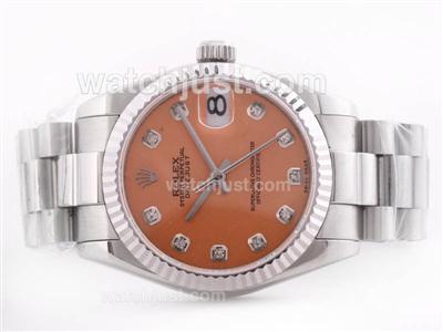 Rolex DateJust Swiss ETA 2836 Movement Salmon Dial with Diamond Marking-Mid Size