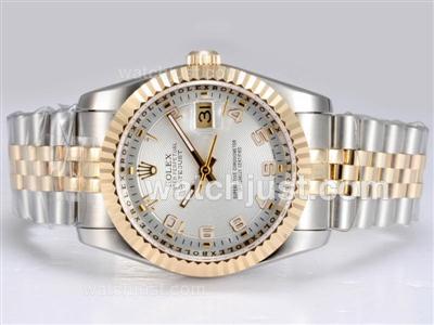 Rolex Datejust Swiss ETA 2836 Movement Two Tone-14K Wrapped Gold with White Dial