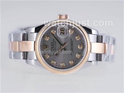 Rolex Datejust Swiss ETA 2836 Movement Two Tone Diamond Marking with Gray Dial