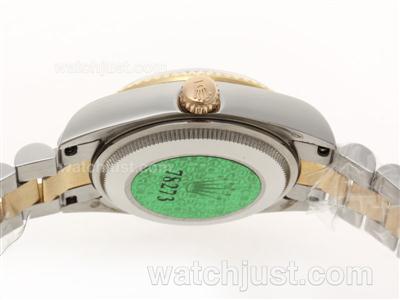 Rolex Datejust Swiss ETA 2836 Movement Two Tone Diamond Marking with Green MOP Dial