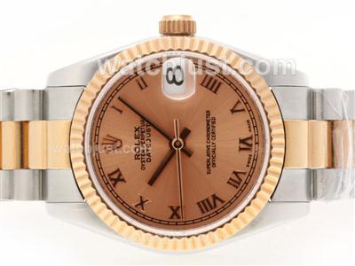 Rolex Datejust Swiss ETA 2836 Movement Two Tone Roman Marking with Bronze Dial