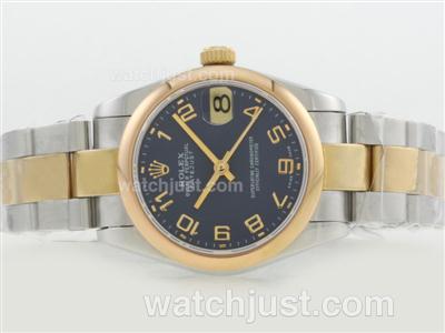 Rolex Datejust Swiss ETA 2836 Movement Two Tone with Blue Dial-Number Marking