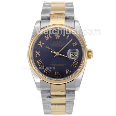 Rolex Datejust Swiss ETA 2836 Movement Two Tone with Blue Dial-Roman Marking