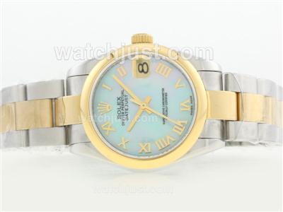 Rolex Datejust Swiss ETA 2836 Movement Two Tone with Blue MOP Dial-Roman Marking