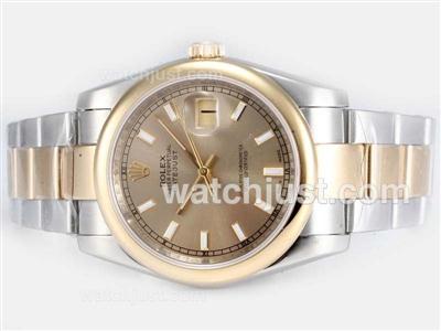 Rolex Datejust Swiss ETA 2836 Movement Two Tone with Golden Dial