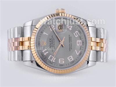 Rolex Datejust Swiss ETA 2836 Movement Two Tone with Gray Dial-Number Marking