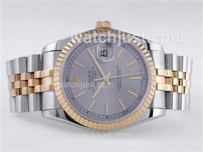 Rolex Datejust Swiss ETA 2836 Movement Two Tone with Gray Dial-Stick Marking