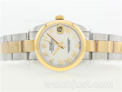 Rolex Datejust Swiss ETA 2836 Movement Two Tone with MOP Dial-Roman Marking