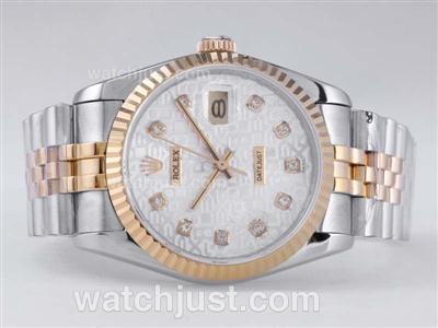 Rolex Datejust Swiss ETA 2836 Movement Two Tone with White Computer Dial-Diamond Marking