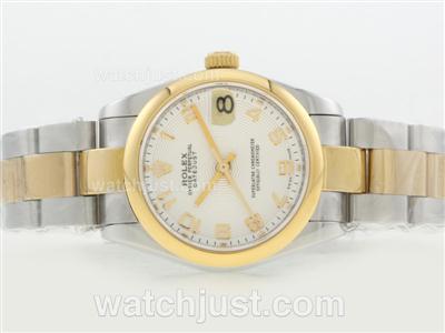 Rolex Datejust Swiss ETA 2836 Movement Two Tone with White Dial-Number Marking