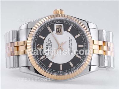 Rolex Datejust Swiss ETA 2836 Movement Two Tone with White/Black Dial-Stick Marking