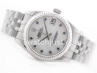Rolex Datejust Swiss ETA 2836 Movement White Dial with Blue Diamond Marking S/S