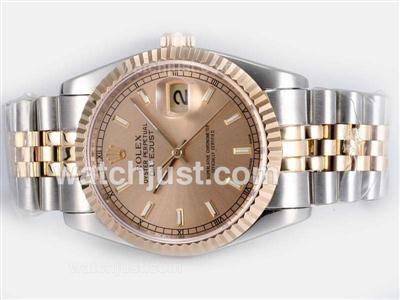 Rolex Datejust Swiss ETA 2836 Movement with 14K Wrapped Gold-Two Tone with Golden Dial