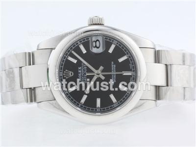 Rolex Datejust Swiss ETA 2836 Movement with Black Dial-Stick Marking