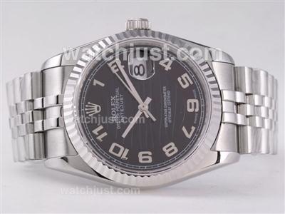 Rolex Datejust Swiss ETA 2836 Movement with Black Wave Dial-Number Marking