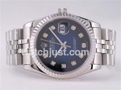 Rolex Datejust Swiss ETA 2836 Movement with Blue Dial-Diamond Marking