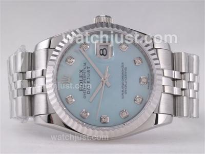 Rolex Datejust Swiss ETA 2836 Movement with Blue MOP Dial-Diamond Marking