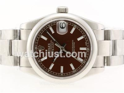 Rolex Datejust Swiss ETA 2836 Movement with Brown Dial-Stick Marking