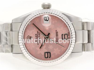 Rolex Datejust Swiss ETA 2836 Movement with Pink Floral Motif Dial