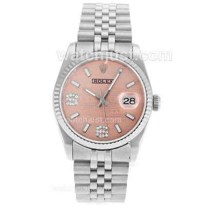 Rolex Datejust Swiss ETA 2836 Movement with Pink Watermark Dial S/S