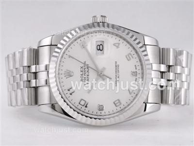 Rolex Datejust Swiss ETA 2836 Movement with White Dial-Number Marking