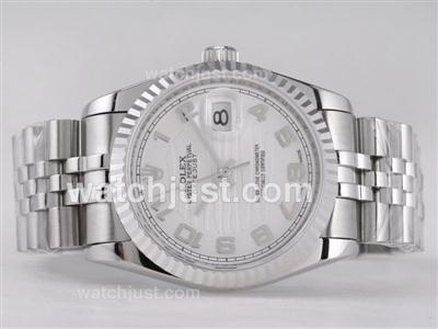 Rolex Datejust Swiss ETA 2836 Movement with White Wave Dial-Number Marking