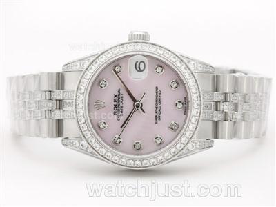 Rolex Datejust Swiss ETA 2836 Pink MOP Dial with Diamond Marking and Bezel-Mid Size