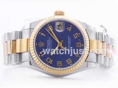 Rolex Datejust Swiss ETA 2836 Two Tone Blue Dial with Arabic Marking-Mid Size