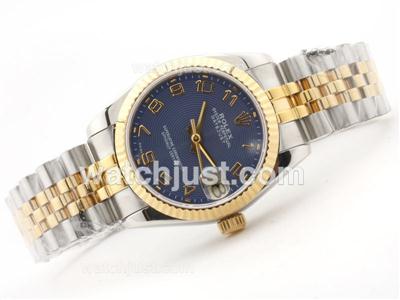 Rolex Datejust Swiss ETA 2836 Two-Tone Blue Dial with Roman Numerals-Mid Size
