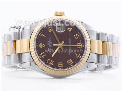 Rolex Datejust Swiss ETA 2836 Two Tone Brown Dial with Roman Marking-Mid Size