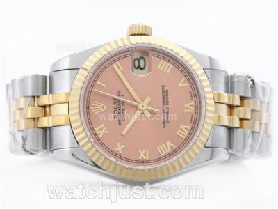 Rolex Datejust Swiss ETA 2836 Two Tone Champagne Dial with Roman Marking-Mid Size