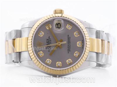 Rolex Datejust Swiss ETA 2836 Two Tone Gray Dial with Diamond Marking -Mid Size