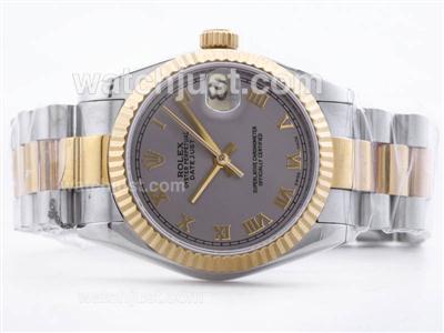 Rolex Datejust Swiss ETA 2836 Two-Tone Gray Dial with Roman Making-Mid Size