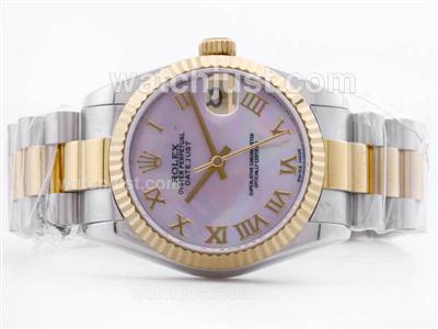 Rolex Datejust Swiss ETA 2836 Two-Tone Pink MOP Dial with Roman Making-Mid Size