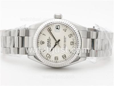 Rolex Datejust Swiss ETA 2836 White Dial with Arabic Marking-Mid Size