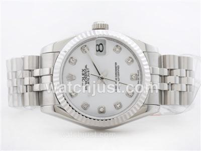Rolex Datejust Swiss ETA 2836 White Dial with Diamond Marking-Mid Size