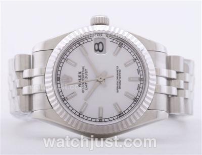 Rolex Datejust Swiss ETA 2836 White Dial with Stick Marking--Mid Size